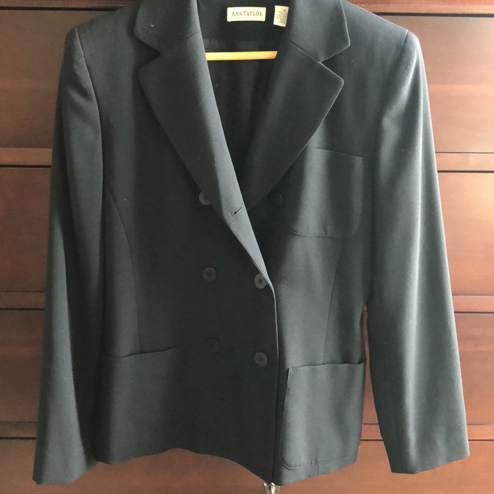 Ann Taylor Black Double-breasted Blazer